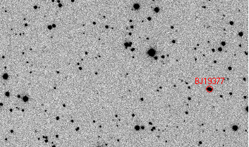 Secuencia de cuadros parpadeando en Astrometrica: las estrellas quedan fijas y un punto se desplaza
